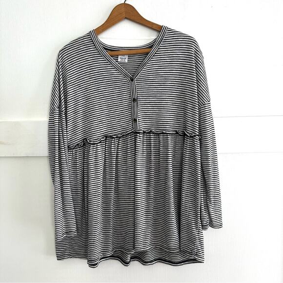 Time and Tru Tops - Time and Tru Maternity Black and White Stripe Long sleeve Flowy Top M